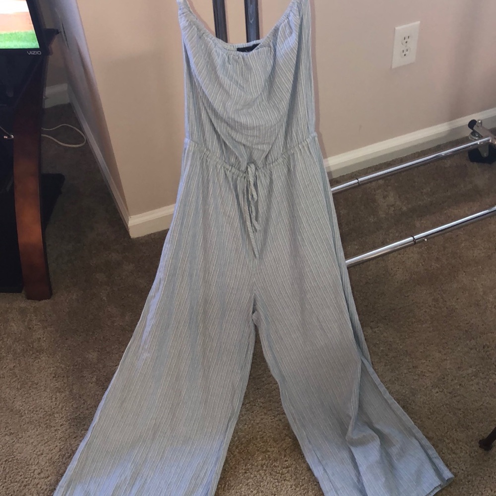 Flare leg strapless jumper